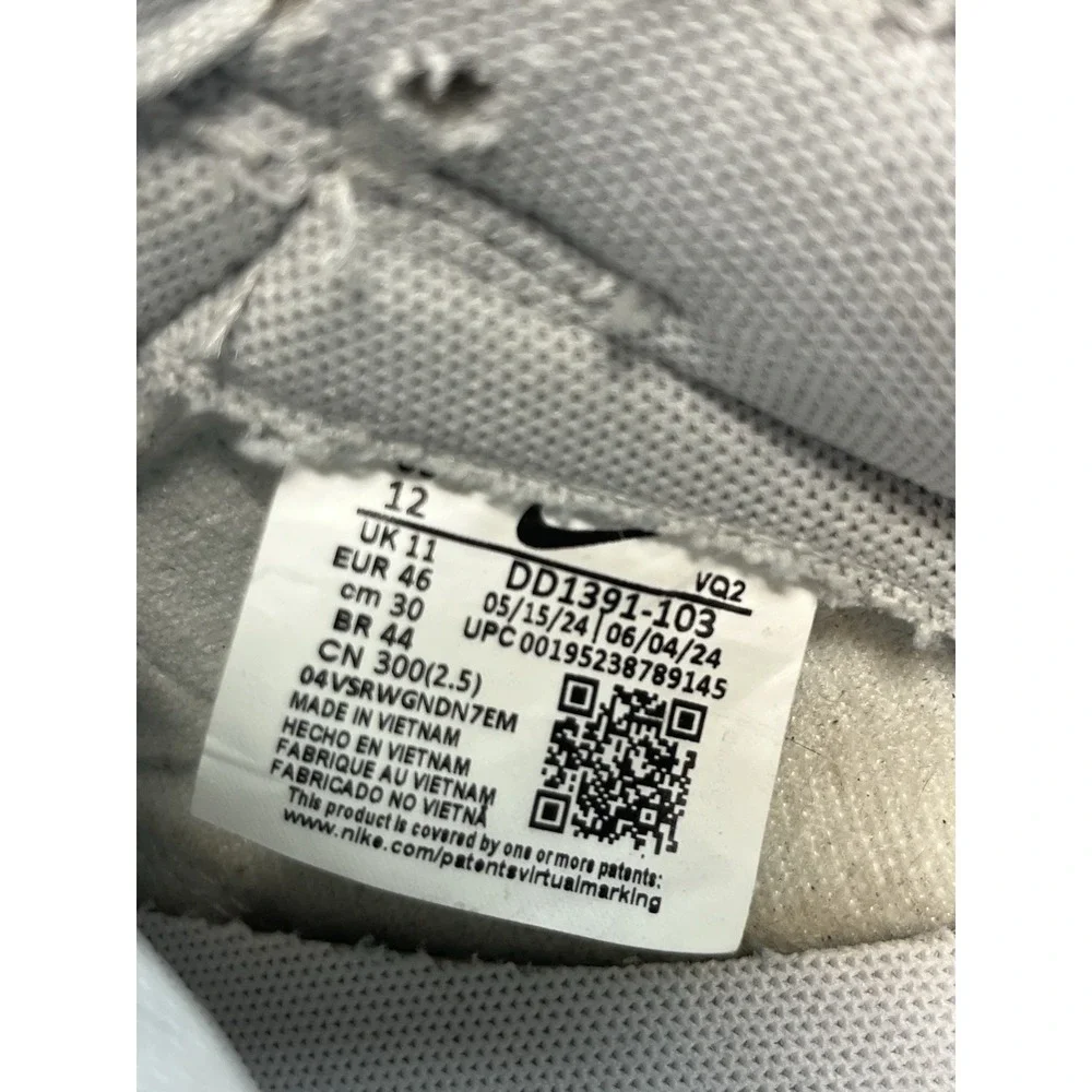 Nike Dunk Low Retro White Grey Fog Men's Size 12 Sneakers Shoes DD1391-103